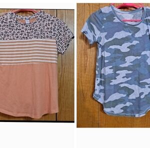 🖤SO Camo and No Boundaries cheetah stripe short sleeved top XS